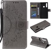 Voor Huawei P smart Z Totem Bloem Reliëf Horizontale Flip TPU + PU lederen tas met houder & kaartsleuven & portemonnee (grijs)