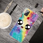 Voor Samsung Galaxy A21s schokbestendig geverfd transparant TPU beschermhoes (Starry Cute Cat)