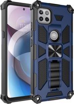 Voor Motorola Moto One 5G Ace schokbestendig TPU + pc magnetische beschermhoes met houder (blauw)