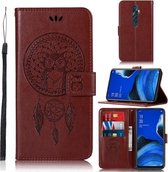 Voor OPPO Reno2 Z Windgong Uil Embossing Patroon Horizontale Flip Leren Case, met Houder & Kaartsleuven & Portemonnee (Bruin)