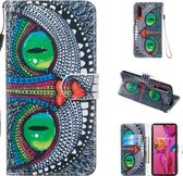 Leren beschermhoes voor Huawei P30 (groene ogen)