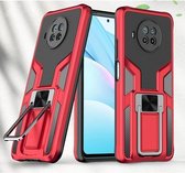 Voor Xiaomi Mi 10T Lite 5G Armor 2 in 1 PC + TPU magnetisch schokbestendig hoesje met opvouwbare houder (rood)