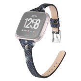 Voor Fitbit Versa / Versa 2 / Versa Lite / Versa SE bezaaid slanke pailletten glitter lederen band (zwart)