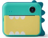 P1 Groene dinosaurus Geen kaart Polaroidcamera voor kinderen 1200W Voor en achter Dual-Lens Mini Print Fotografische Digitale Camera Speelgoed