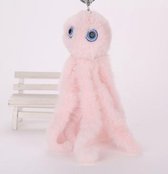 Pluche Cool Octopus Soft Pompom Fluffy Fur Keychain (Pink)