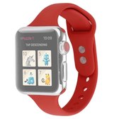 Voor Apple Watch 5 & 4 44mm / 3 & 2 & 1 42mm dunne siliconen dubbele gesp vervangende polsband (rose rood)