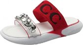 Letters Strass Flat Bottom Dames Slippers Slippers, Maat: 35 (Rood)