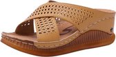 Muffin wedge sandalen met dikke bodem, schoenmaat: 37 (bruin)