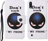 Voor Samsung Galaxy A01 Gekleurde Tekening Patroon Horizontale Flip Leren Case met Houder & Kaartsleuven & Portemonnee & Lanyard (Black Planet)