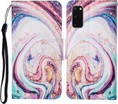 Voor Samsung Galaxy S20 Gekleurde Tekening Patroon Horizontale Flip Leren Case met Houder & Kaartsleuven & Portemonnee & Lanyard (Whirlpool Marmer)