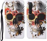 Voor Xiaomi Mi Note 10 Lite Gekleurde Tekening Patroon Horizontale Flip Leren Case met Houder & Kaartsleuven & Portemonnee & Lanyard (Bloemschedel)