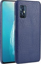 Voor Vivo V17 India schokbestendige krokodiltextuur pc + PU-hoes (blauw)