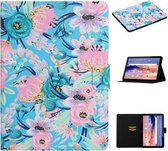 Voor Huawei MediaPad T5 Bloempatroon Horizontale Flip Leren Case met Kaartsleuven & Houder (Roze Bloem)