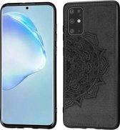 Voor Galaxy S20 + Mandala in reliëf gemaakte stoffen hoes PC + TPU mobiele telefoonhoes met magnetische functie en draagriem (zwart)