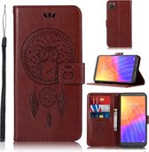 Voor Huawei Y5P / Honor 9s Windgong Uil Embossing Patroon Horizontale Flip Leren Case, met Houder & Kaartsleuven & Portemonnee (Bruin)