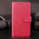 Voor Galaxy M30s, Lucky Clover Pressed Flowers Pattern Leather Case met houder & kaartsleuven & portemonnee & draagriem (Rose)