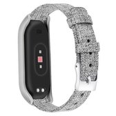Voor Xiaomi Mi Band 4/3 XM mat zilver frame + canvas riem, maat: L (lichtgrijs)