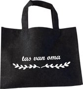 Tas Van Oma - Vilten Tas - Cadeautje Voor Oma - Shopper Van Vilt - Antraciet Vilten Tas Met Hengsels