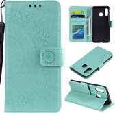 Voor Samsung Galaxy A20e Totem Bloem Reliëf Horizontale Flip TPU + PU Leren Case met Houder & Kaartsleuven & Portemonnee (Groen)