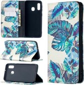 Voor Samsung Galaxy A10e / A20e Gekleurde tekening patroon onzichtbare magnetische horizontale flip PU lederen tas met houder & kaartsleuven & portemonnee (blauw blad)
