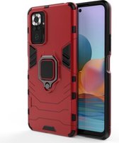 Voor Geschikt voor Xiaomi Redmi Note 10 Pro PC + TPU schokbestendige beschermhoes met magnetische ringhouder (rood)