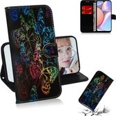 Voor Galaxy A10s Gekleurd Tekening Patroon Kleurrijke Magnetische Gesp Horizontale Flip PU Lederen Case met Houder & Kaartsleuven & Portemonnee & Lanyard (Vlinders)