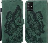 Voor Samsung Galaxy A71 Retro Skin Feel Butterflies Embossing Horizontale Flip Leather Case met houder & kaartsleuven & portemonnee (groen)