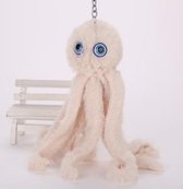 Pluche Cool Octopus Soft Pompom Fluffy Fur Keychain (Beige)