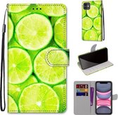 Gekleurde tekening Cross Texture Horizontale Flip PU lederen hoes met houder & kaartsleuven & portemonnee & lanyard voor iPhone 11 (groen)