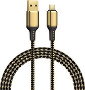 WiWU GD-102 2.4A USB naar Micro USB zinklegering + nylon gevlochten datakabel, kabellengte: 1m (goud)
