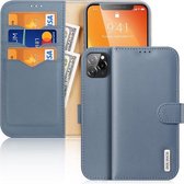 DUX DUCIS Hivo-serie koeienhuid + PU + TPU lederen horizontale flip-hoes met houder en kaartsleuven voor iPhone 11 Pro (lichtblauw)