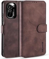 Voor Geschikt voor Xiaomi Redmi K40 DG.MING Retro Oil Side Horizontale Flip Leather Case met houder & kaartsleuven & portemonnee (koffie)