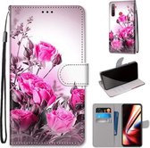 Voor OPPO Realme 5 / 5s / 5i / C3 / C3i / 6i / Narzo10 / 10A / 20A Gekleurde tekening Cross Texture Horizontale flip PU lederen tas met houder & kaartsleuven & portemonnee & lanyard (Wild Ros