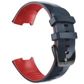 Voor Fitbit Charge 3/4 universele tweekleurige siliconen vervangende band horlogeband (marineblauw rood)