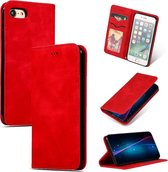 Retro Skin Feel Business Magnetische Horizontale Leren Flip Case voor iPhone SE 2020/8/7 (rood)