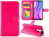 Voor Xiaomi Redmi 9 Crazy Horse Textuur Lederen Horizontale Flip Beschermhoes met Houder & Kaartsleuven & Portemonnee & Fotolijst (Magenta)