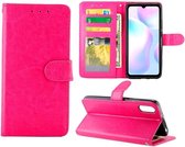 Voor Geschikt voor Xiaomi Redmi 9A Crazy Horse Textuur Lederen Horizontale Flip Beschermhoes met Houder & Kaartsleuven & Portemonnee & Fotolijst (Magenta)