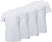 4-pak Heren T-shirts Gentlemen longfit ( extra lang ), 100% katoen voorgekrompen wit V-hals M