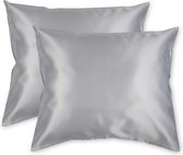 Beauty Pillow® Original - Satijnen Kussenslopen - Voordeelset - Duo Pack - Silver - 60x70 cm