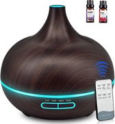 Maxxi Aroma Diffuser 500ML met afstandsbediening - Aromatherapie - Luchtbevochtiger- Dark Wood design