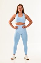 Vital extended sportoutfit / fitness kleding set voor dames / fitness legging + sport bh (blauw)