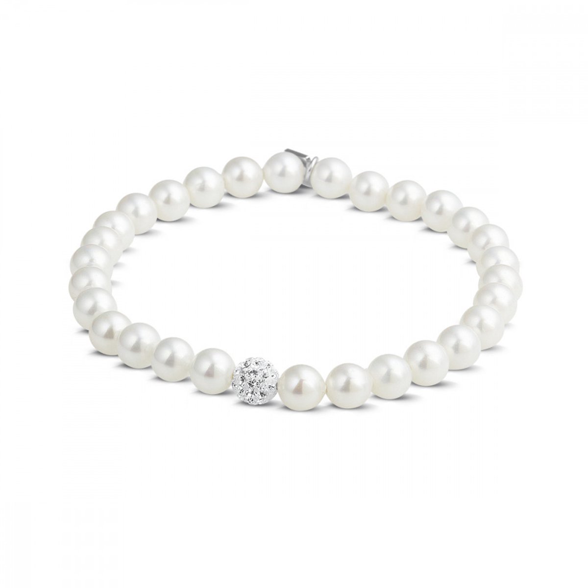 Twice As Nice Armband in zilver, parels en kristallen bolletje Adjustable