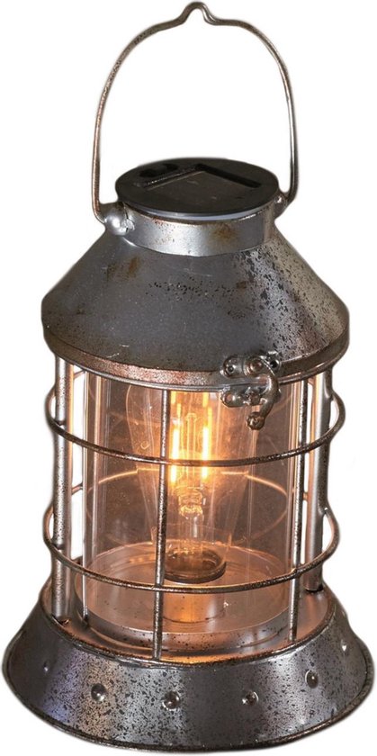 1x stuks zilveren solar lantaarns antiek look 23 cm - Tuinverlichting -  Tuinlampen -... | bol.com