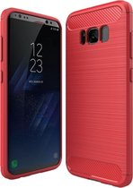 Samsung Galaxy S8 Hoesje - Mobigear - Brushed Slim Serie - TPU Backcover - Rood - Hoesje Geschikt Voor Samsung Galaxy S8