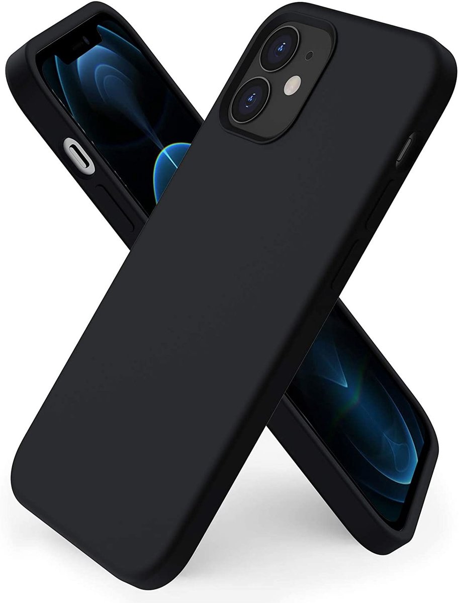 Hoesje Geschikt voor iPhone 12 Mini Hoesje - Nano siliconen Backcover - Soft TPU case met microvezel - Zwart