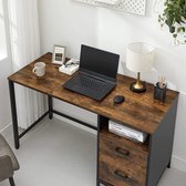 Computertafel met archiefkast, bureau met laden, voor kantoor, thuiskantoor, industriële stijl, vintage bruin-zwart LWD052B01YC