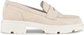 PS Poelman SOPHIE Dames Suède Nubuck Leren Chunky Loafers Mocassins Instappers - Beige Nude - Maat 39