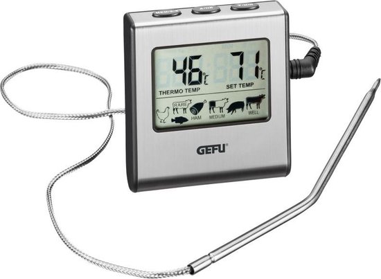 GEFU Thermometer - Digitaal - RVS - Zilver - Incl. timer + alarm