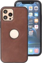 DiLedro - BackCover Echt Leer iPhone 12 (Pro) Shock Proof - Mocca Brown