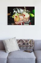 Canvas Schilderijen - Limonade met Limoen & Cranberry - 90x60 cm | Wanddecoratie | Fotoprint op Canvas | Canvas Schilderij | Woondecoratie voor Woonkamer, Slaapkamer, Kantoor, Gang